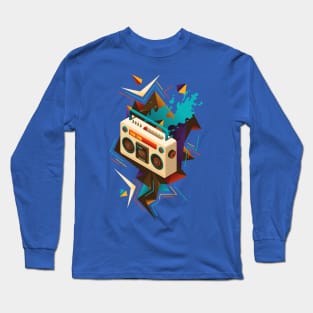 Kick Out The Jams Retro 80s Boombox Splash Long Sleeve T-Shirt